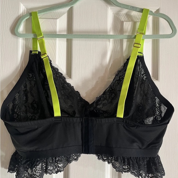 Cacique Black Lace Bralette with Bright Yellow Straps 46C - Picture 6 of 6